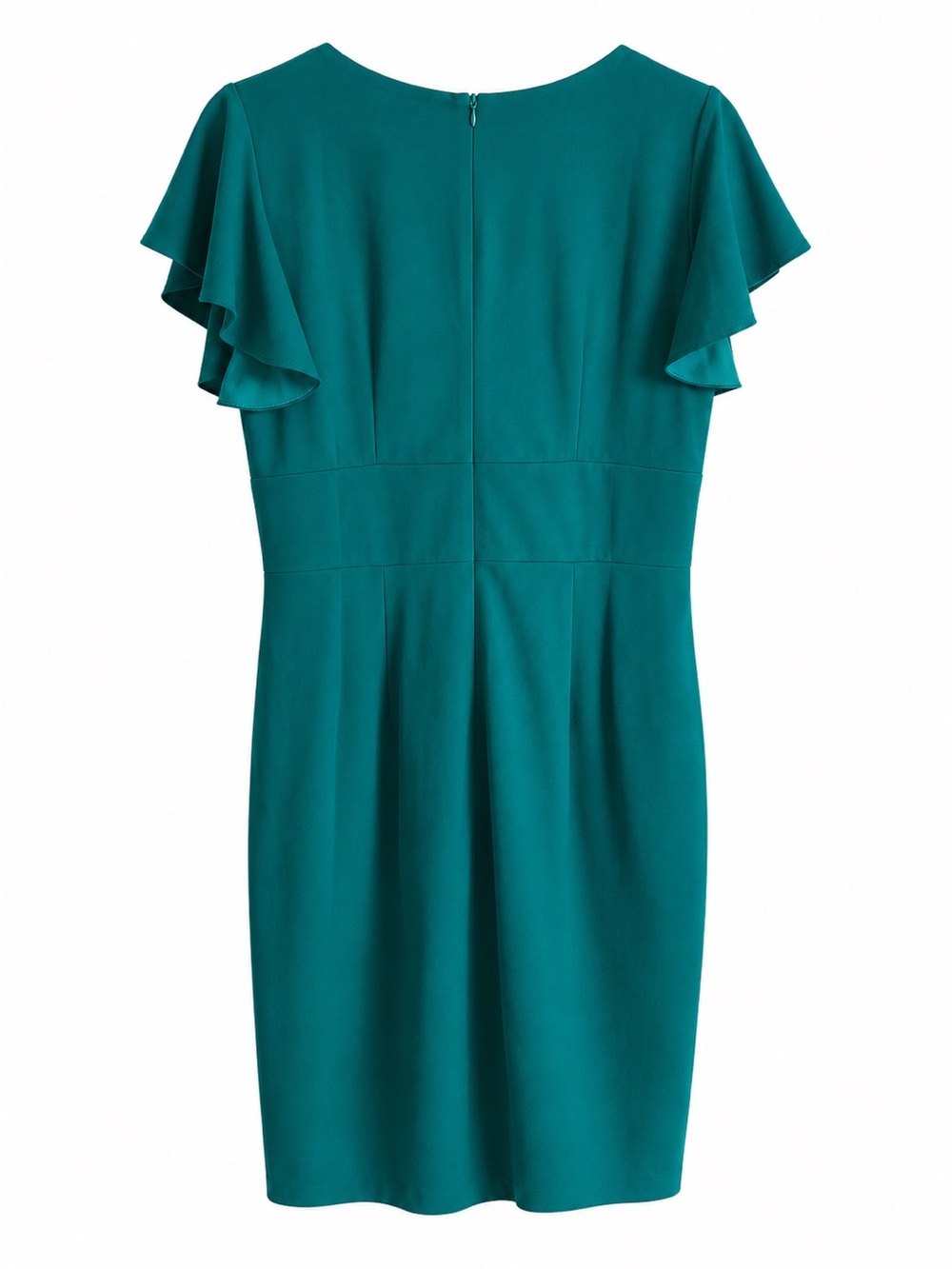 NWT ChicCloth XL Emerald Green Wrap Ruffle Cocktail Dress Flutter Sleeve - Picture 4 of 5